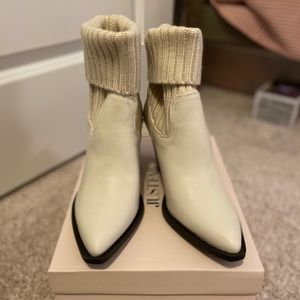 White Sweater Ankle Booties